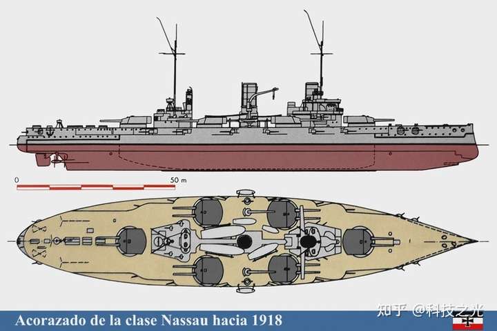 设计过时的拿骚级战列舰,没能把所有炮塔布置在中线