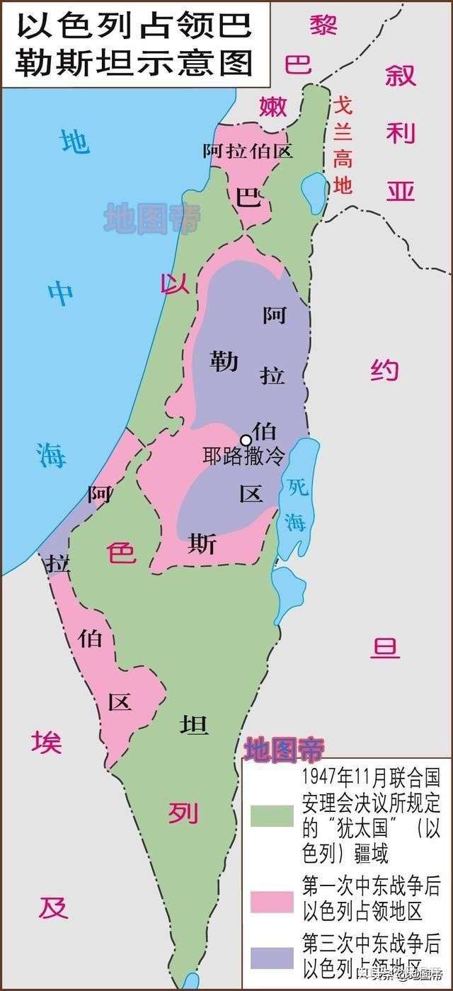 看看地图吧,当年的以色列只要牛皮大小的国土,如今呢?