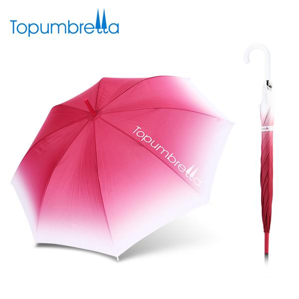 topumbrella正品 清新渐变色长伞晴雨伞 防风防紫外线长柄伞雨伞