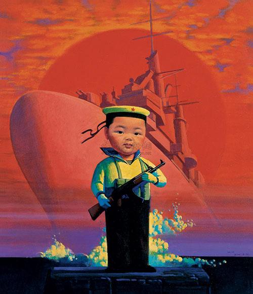 刘野,《小海军》 ,2000年, 105×92cm  cm 所以你看刘野的画,脑子里