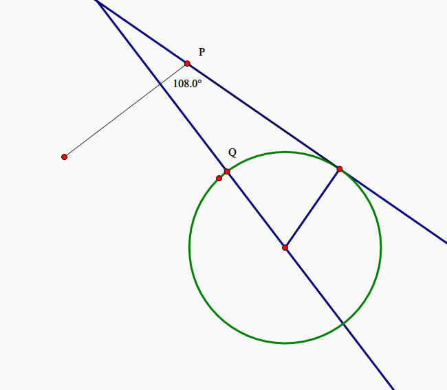 然后过这个q点作圆切线