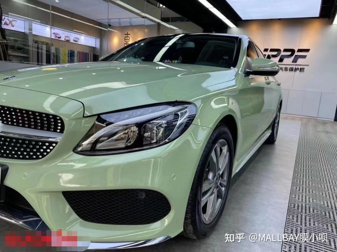 奔驰c级改色水晶卡其绿 精致而清新
