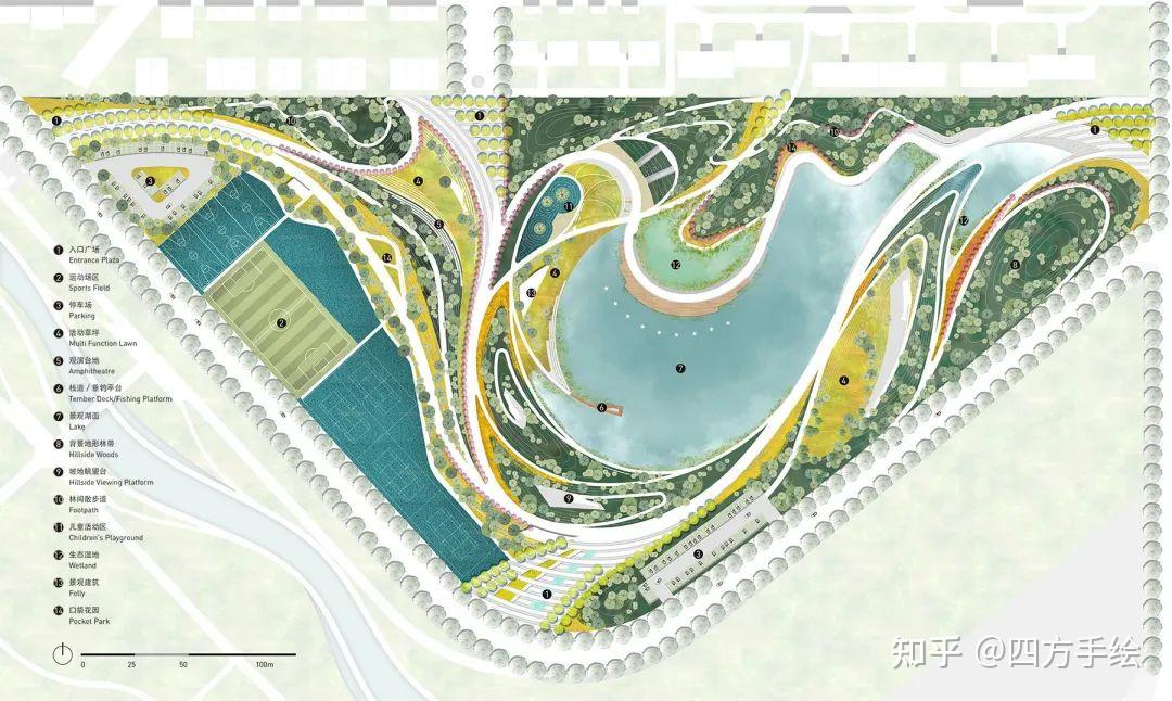 阅绘大师202205城市运动公园设计西安西咸新区汉溪湖公园内附抄绘图纸
