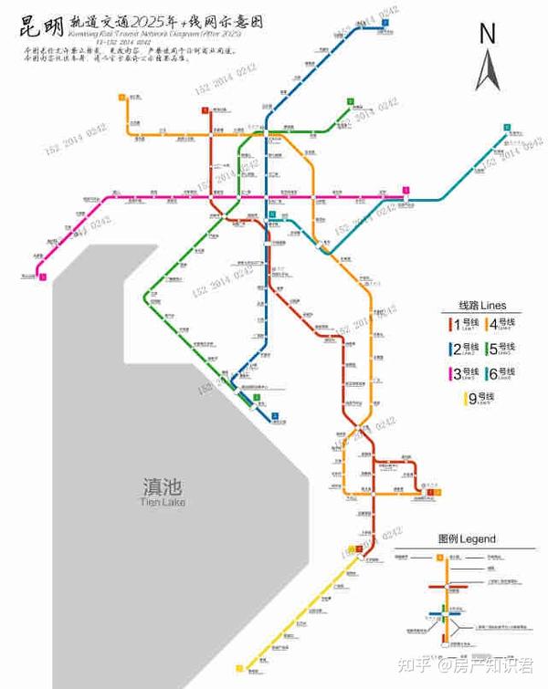 昆明市城际轨道交通线网图(远景2050 /规划2025 /已开通运营版),值得