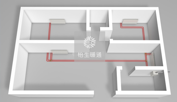 地暖比较节能,舒适; l 空间跨度很大,中间没有足够地方安装暖气片