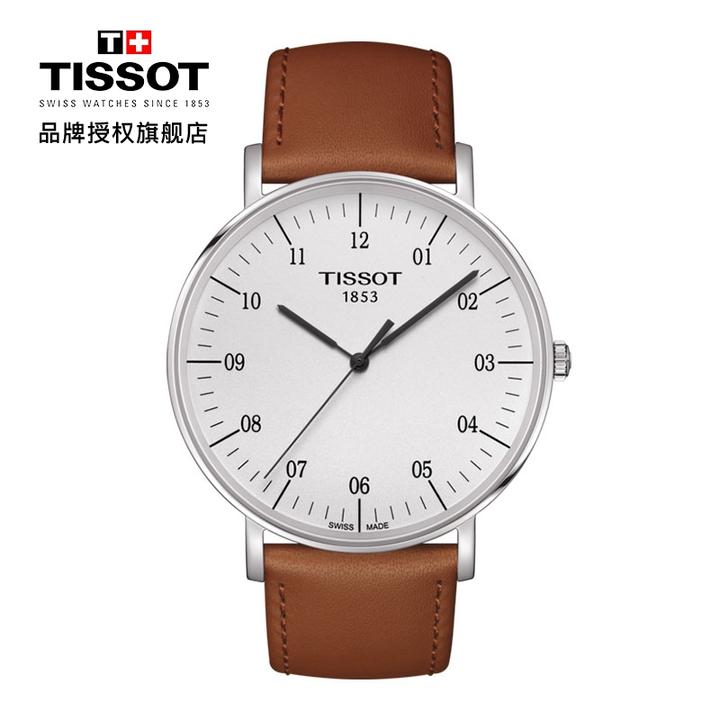 天梭(tissot)瑞士手表 魅时系列皮带石英男士手表t109.