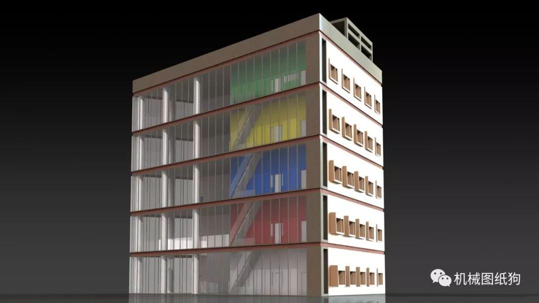 生活艺术五层楼建筑大厦模型3d图纸solidworks设计