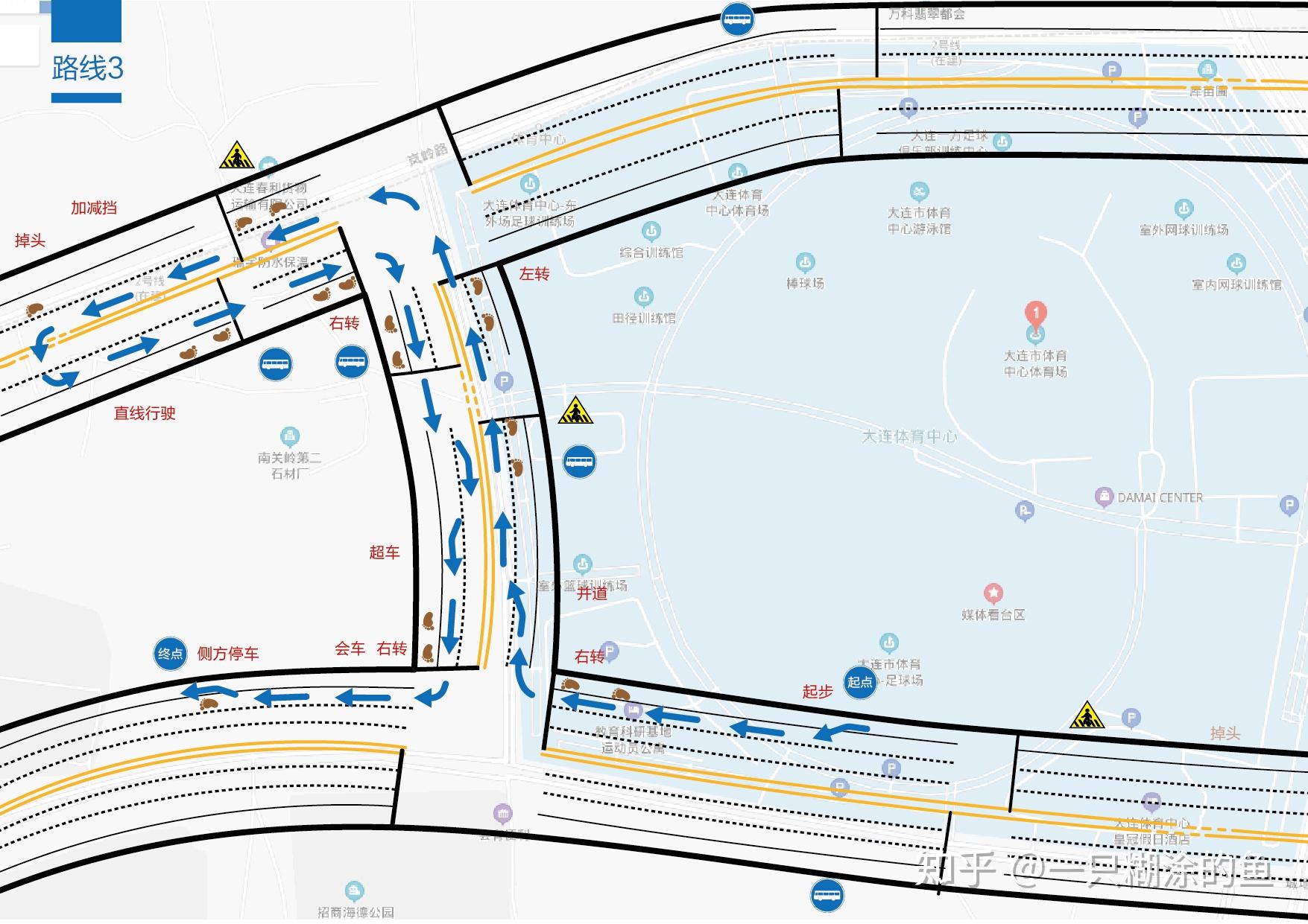 大连科目三科三考试线路图最新版