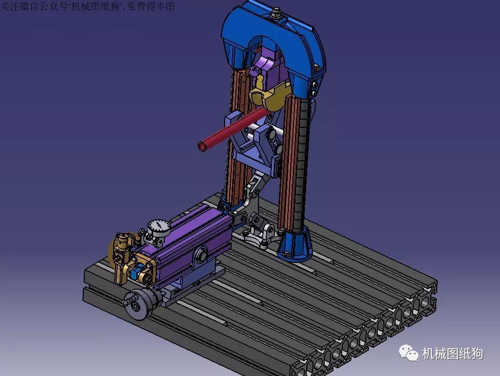 【工程机械】半自动弯管机床3d模型图纸 stp格式
