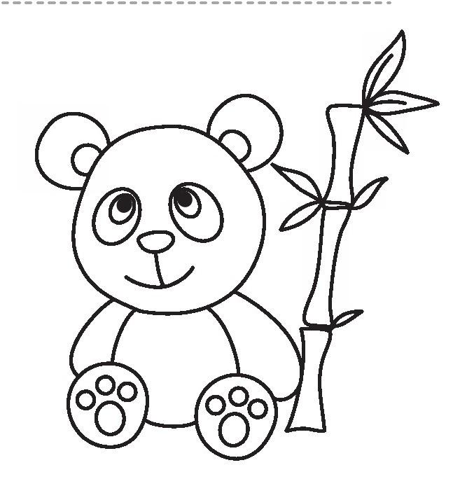 6.熊猫非常爱吃竹子,可以在它的旁边画根竹子来搭配画面.