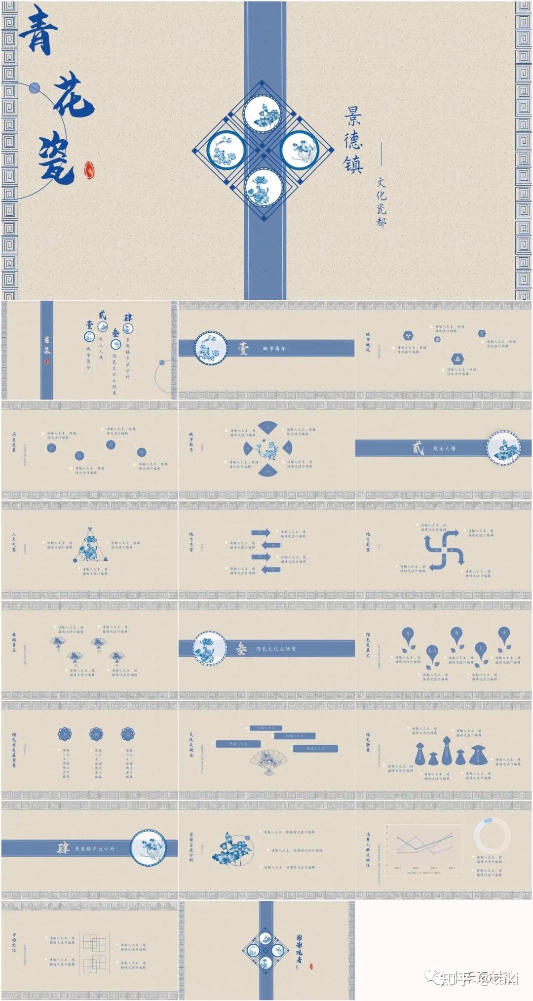 绝美青花瓷主题ppt模板