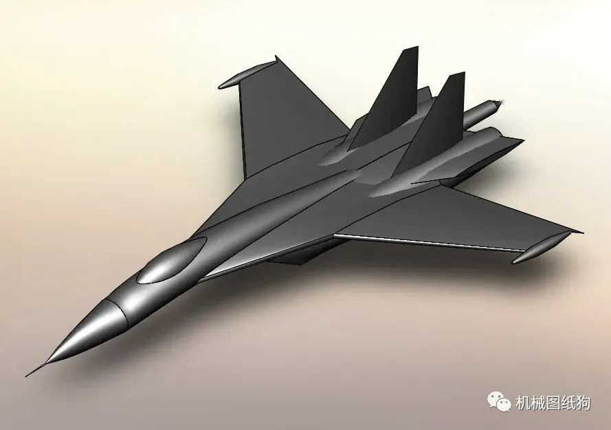 【飞行模型】苏37 su-37战斗机简易模型3d图纸 solidworks设计