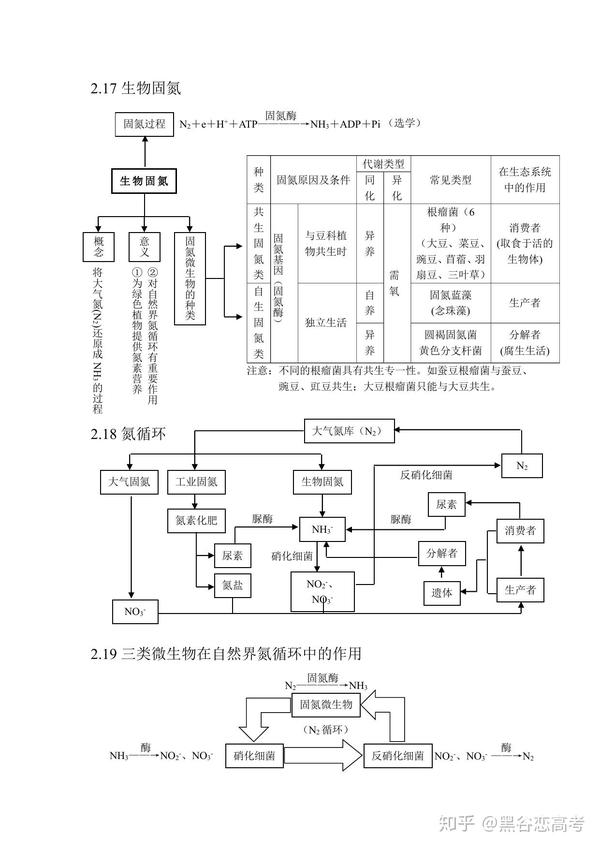 高考生物知识点专题:光合作用,atp,生物固氮,有氧呼吸