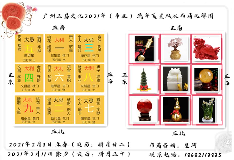2021年流年大利八卦图,辛丑年2021流年八卦图 2021年(辛丑)流年飞星布局方案图