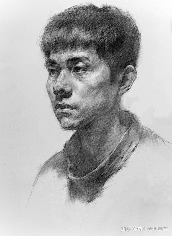 2012年浙江省联考 素描考题:默写,四分之三侧面男青年