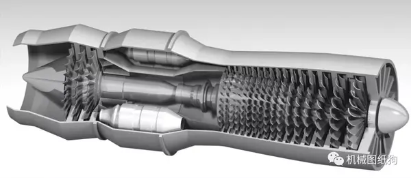 发动机电机turbojetengine涡轮喷气发动机演示结构3d图纸catia设计