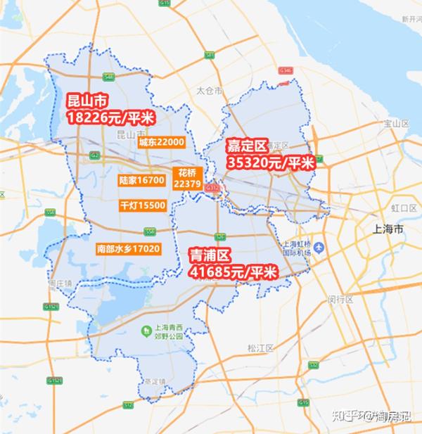 临沪(上海-昆山)房价对比图(2020年4月数据)