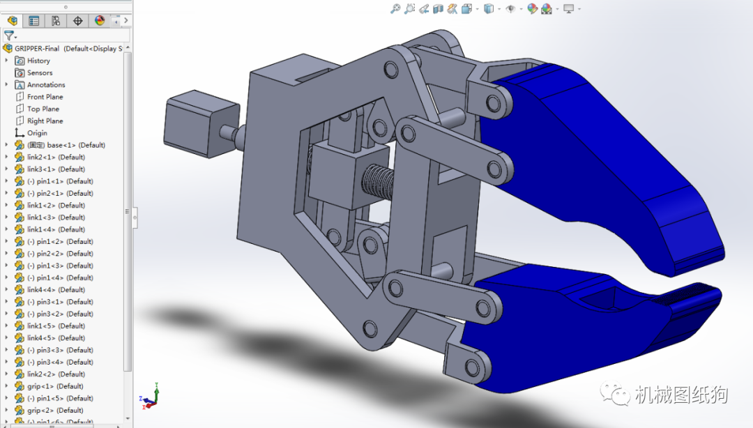 【机器人】robotic arm gripper机械臂夹持器3d数模图纸 solidworks