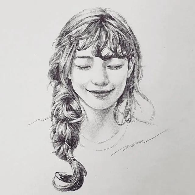 速写女生头像,韩国插画师gogo illust的作品欣赏