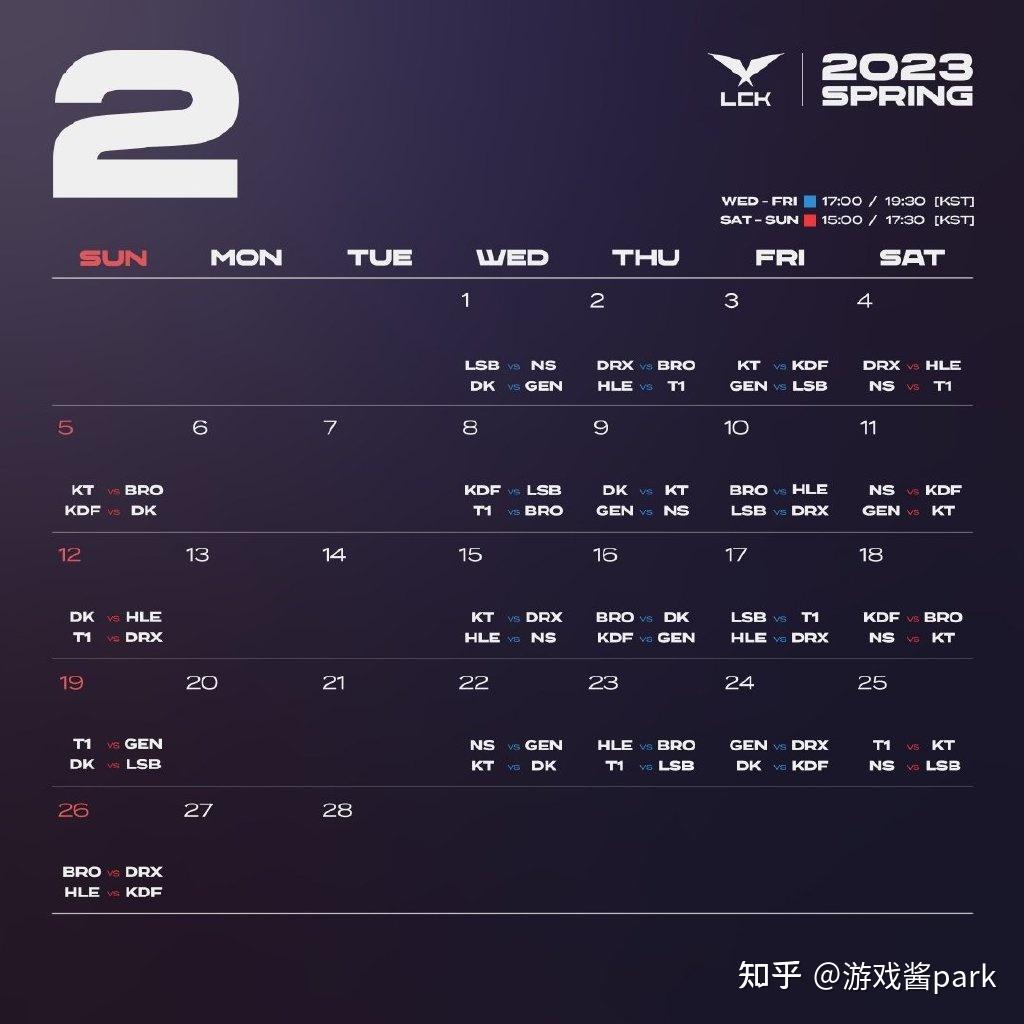 2023韩国LCK春季赛赛程出炉揭幕战DK vs DRXGEN vs T1 知乎