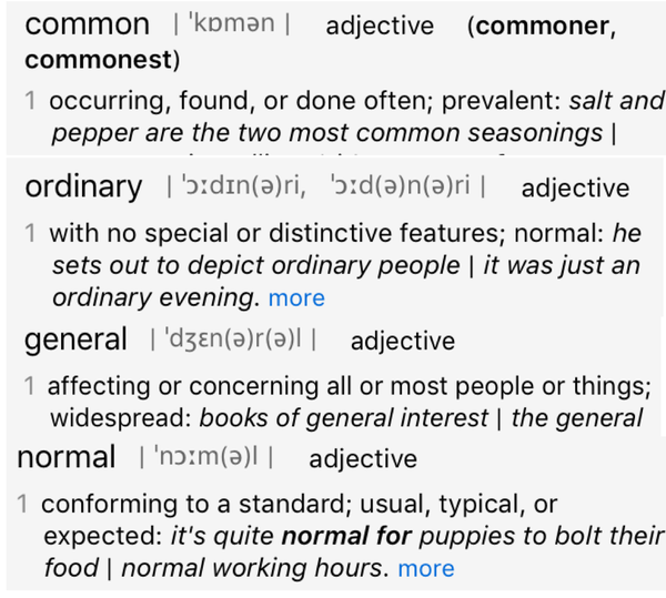 common,normal,general,ordinary有什么区别?