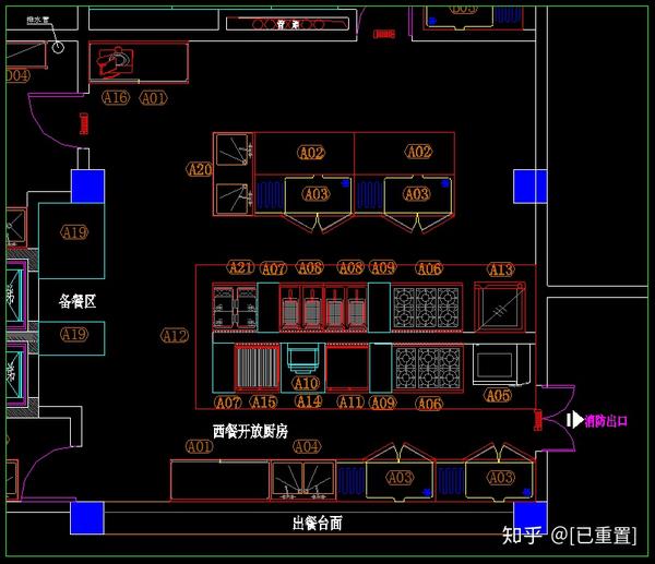 西餐厨房设备cad图块介绍