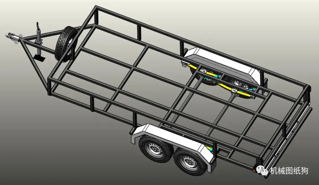 【其他车型】小型汽车平板拖车3d图纸 solidworks设计 附step