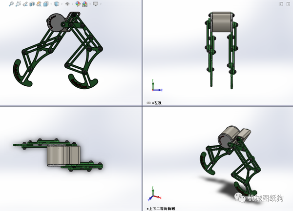 【精巧机构】exoskeleton-bipod双足行走机构3d图纸 solidworks设计