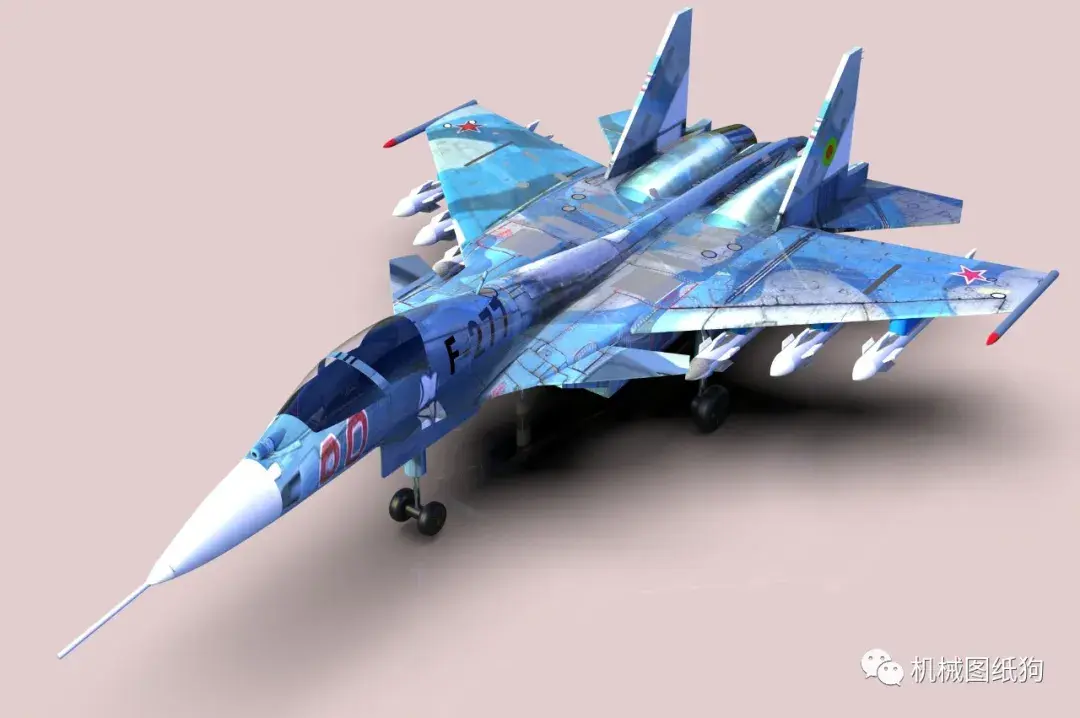 飞行模型sukhoisu33苏35战斗机模型3d图纸solidworks设计附step