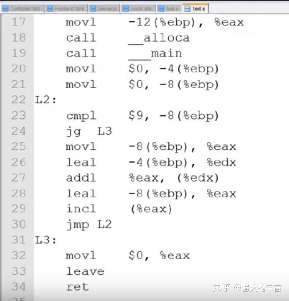 相应的部分汇编代码