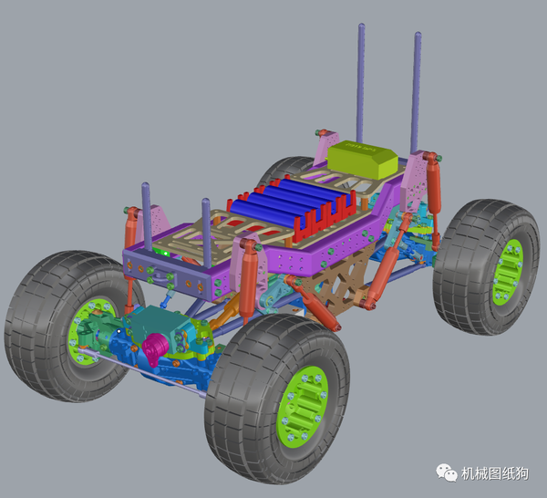 rc遥控车田宫tamiya攀爬车cr01模型车3d图纸stp格式