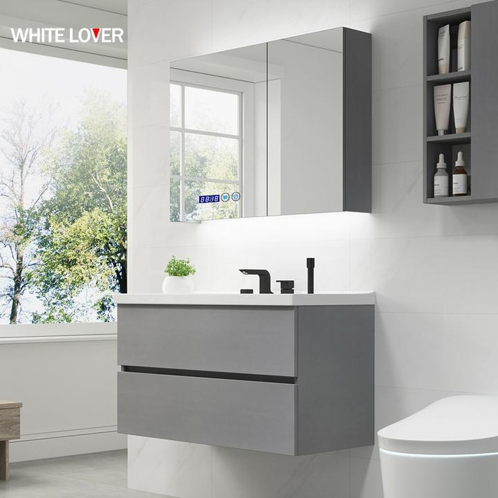 white lover简约现代浴室 80cm-智能镜柜/一体陶瓷盆