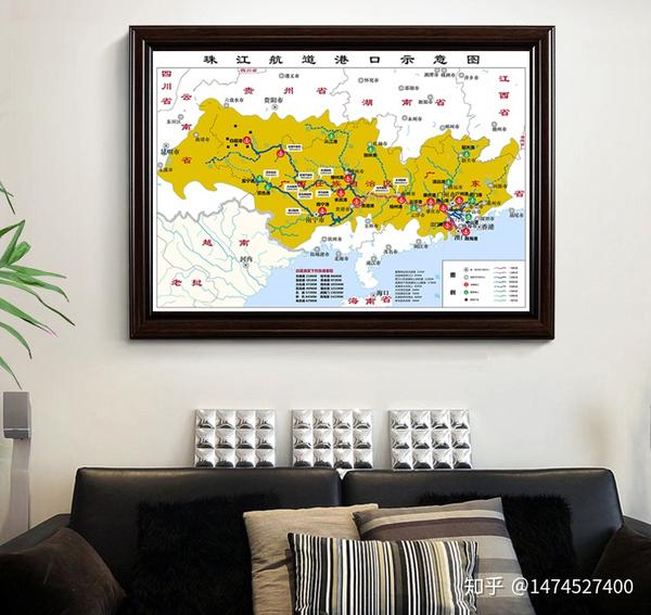 超高清珠江航道港口示意图珠江水路交通地图