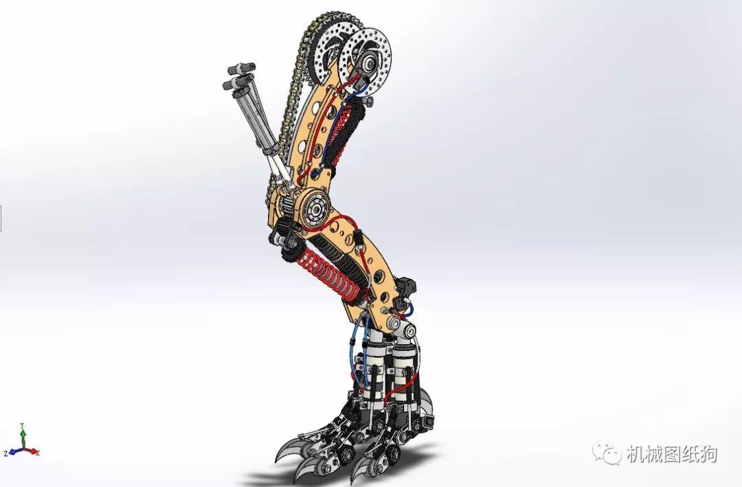 机械工程师 【机器人】t-rex机械怪兽腿3d模型图纸 solidworks设计