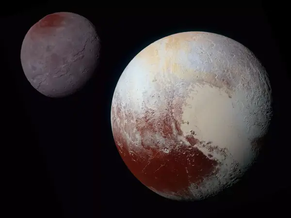 冥王星(右)和冥卫一"卡戎"