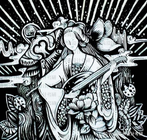 黑白装饰画快题爱尚2021装饰画考研范画大赏