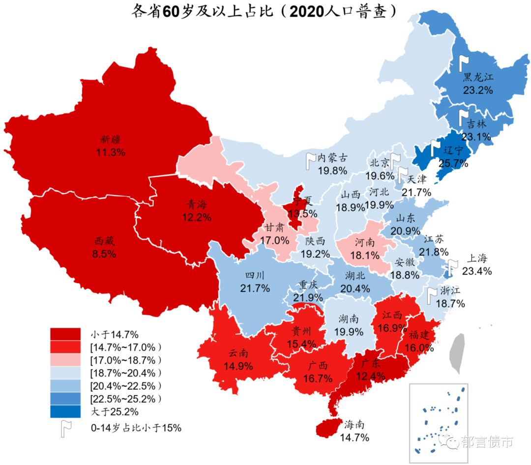 中国城市老龄化图谱基于七普数据