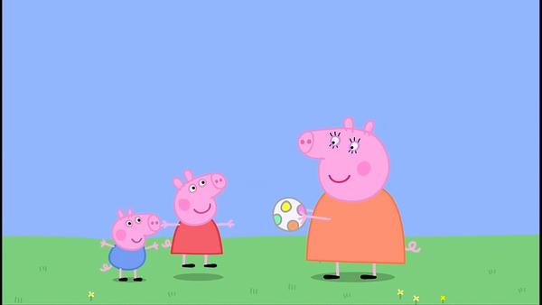 you iittie piggy!  peppa, have you been teasing george?