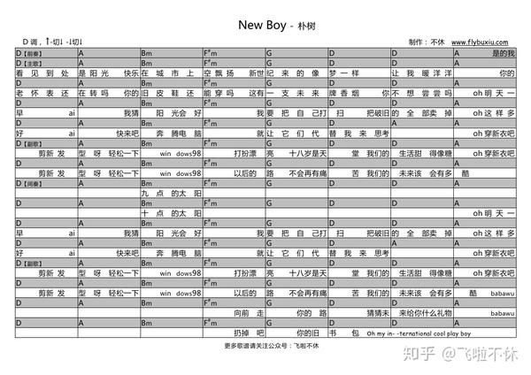 吉他谱newboy朴树