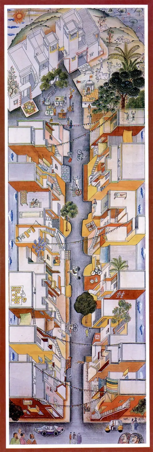 印多尔低成本住房的街道缩景图,1989, vsf