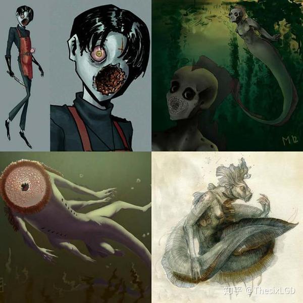 而七鳃鳗,由于其特殊又恐怖的口器,同样有着很多艺术化,幻想化的形象