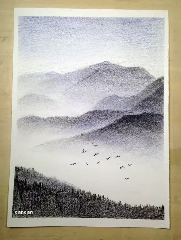 彩铅线上课程083 | 画张有意境的风景