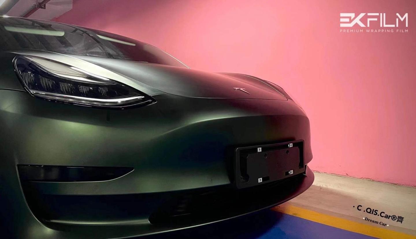 特斯拉model3贴膜ek改色膜超亚金属墨绿