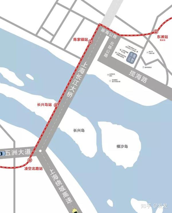 崇明线起于 浦东金桥,终于崇明陈家镇,线路全长约43公里,全线规划设置