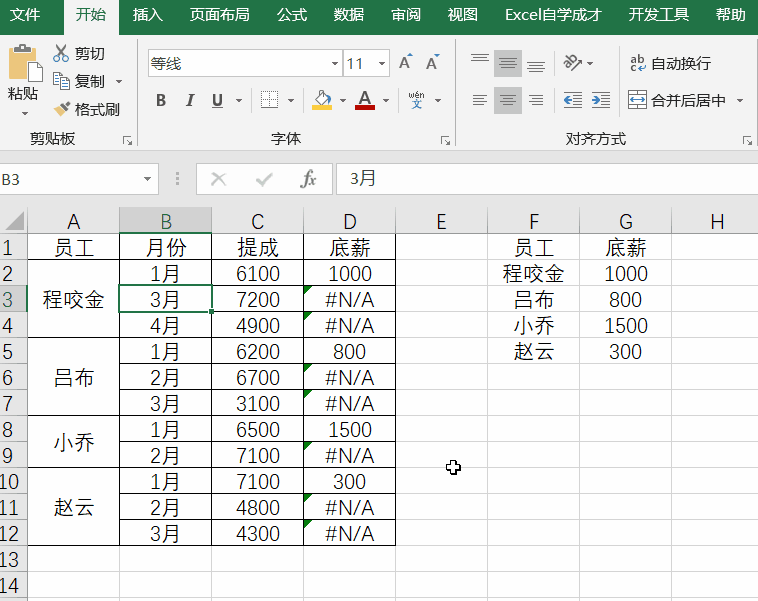 快速拆分合并单元格的新招式,vlookup函数技巧