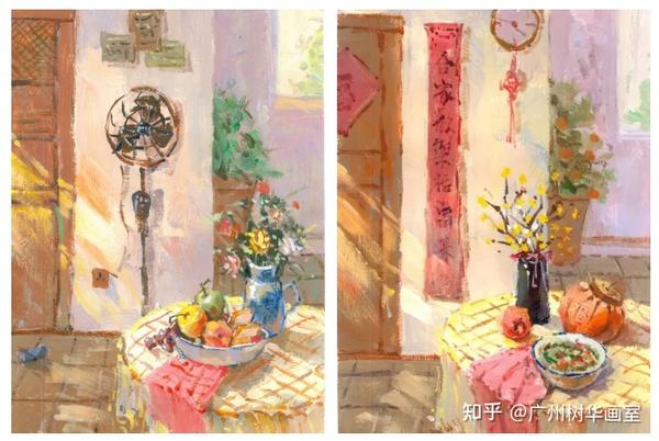 2,色彩作品-邻近色的运用