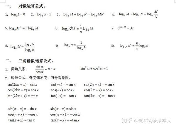 高中数学必修1必修5数学公式大全学霸提分超车必备转发