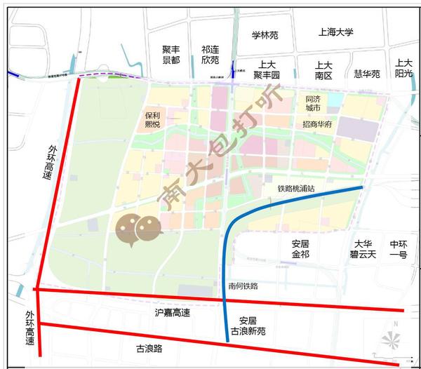 大场机场位于区域东北方面 顾村公园与上海大学位于区域南面 属于南大