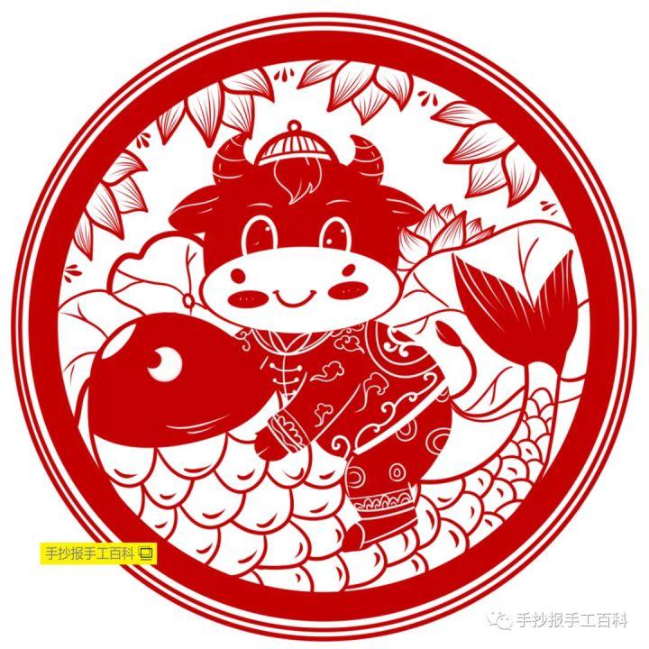 牛年春节儿童绘画素材|传统剪纸图案纹样