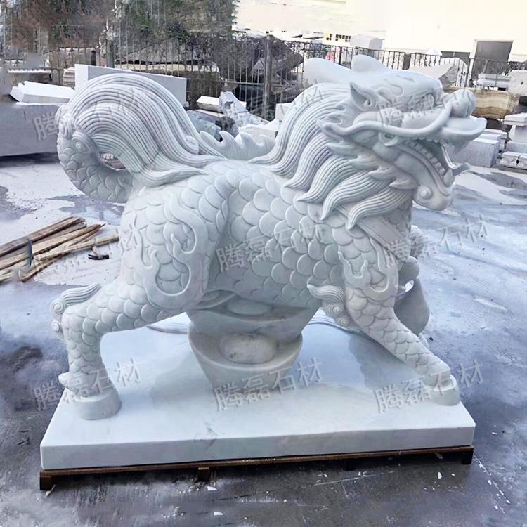 石雕麒麟神兽青石麒麟九龙星园林古建